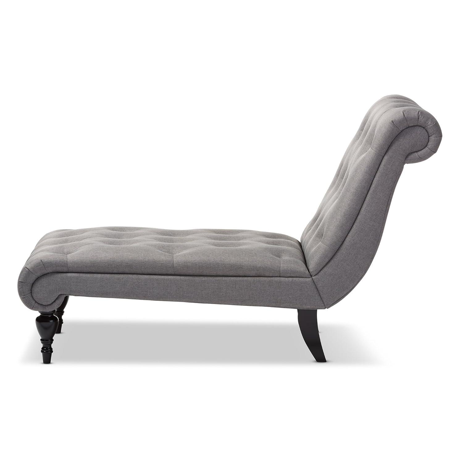 Baxton Studio Layla Mid-century Retro Modern Grey Fabric Upholstered Button-tufted Chaise Lounge