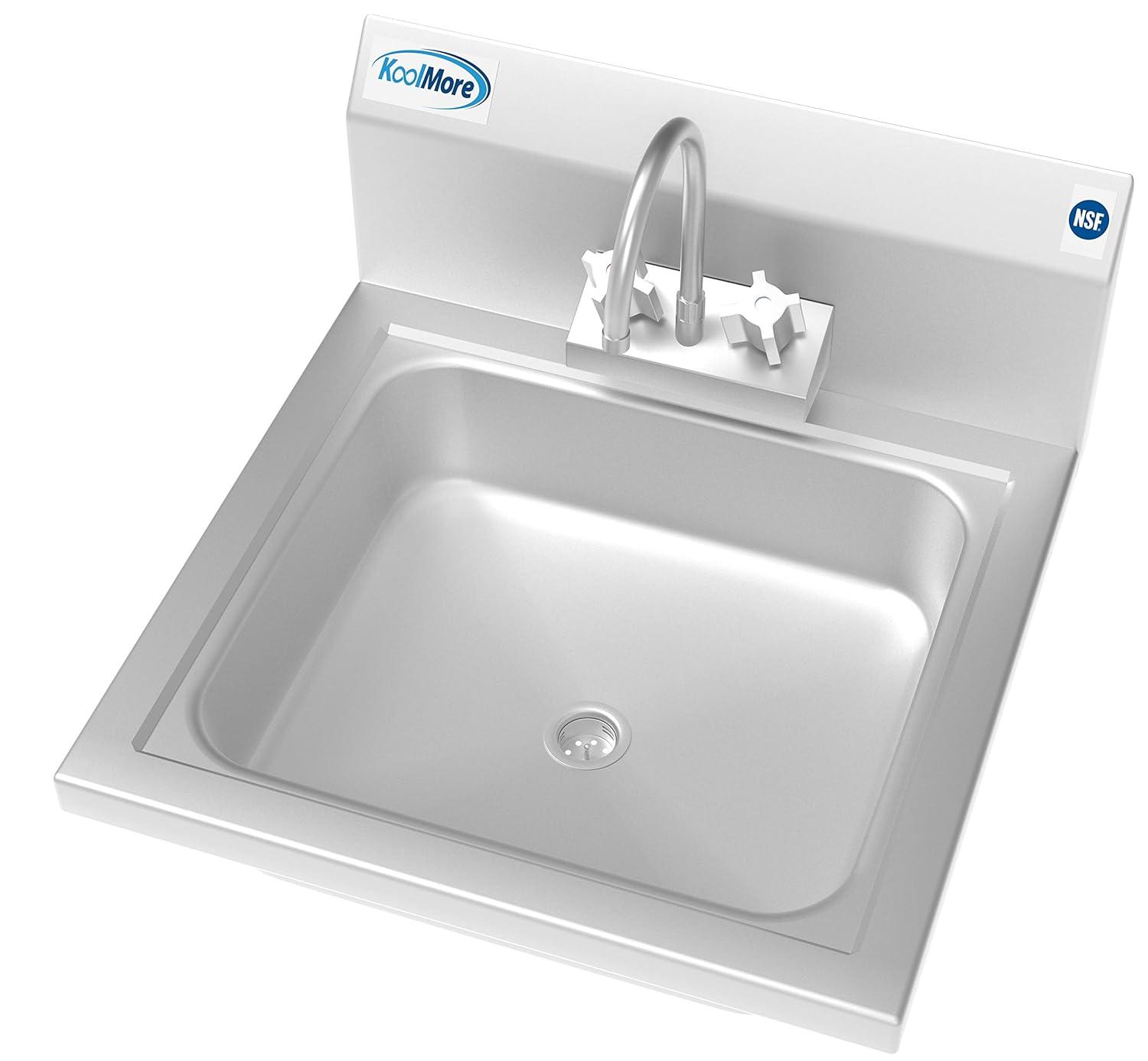 17 in. Stainless Steel Commercial Hand Sink with Gooseneck Faucet, Bowl SH17-4GNF