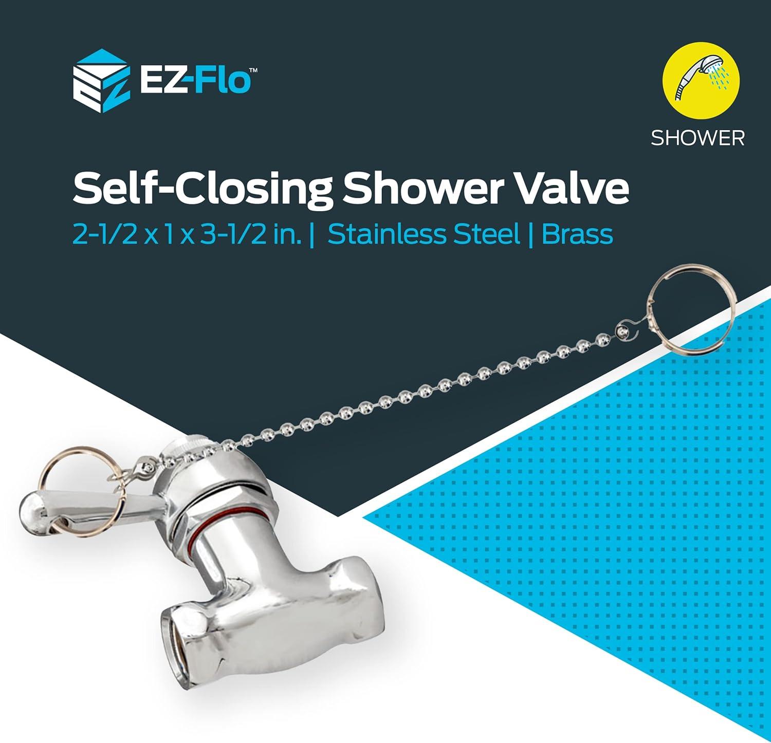 EZ-FLO 10789 Self-Closing Pull Chain Shower Valve, 1/2 inch FIP, Chrome