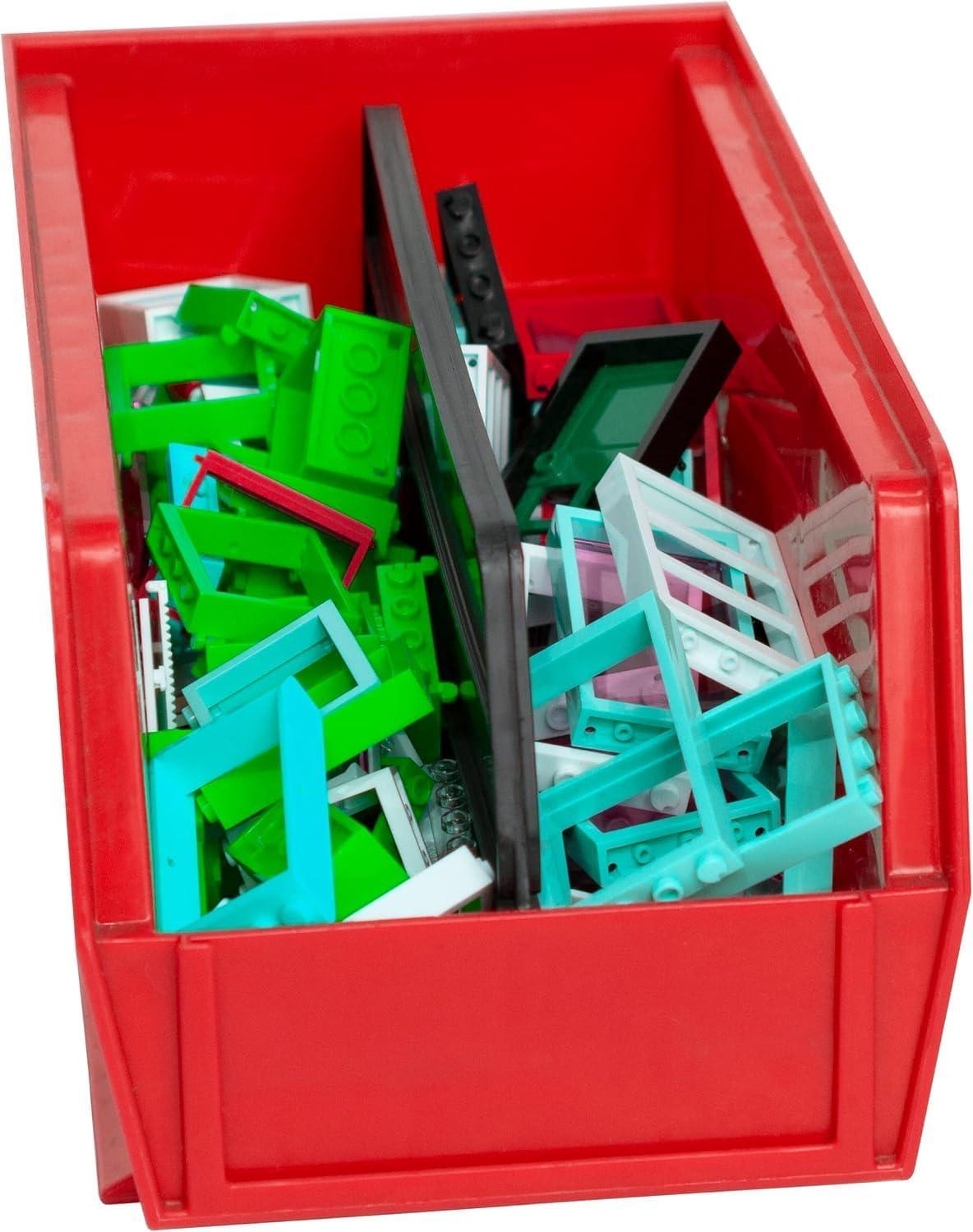 Akro-Mils Stackable Storage Bins, AkroBins Stacking Organizer, 11"x5"x5", Red, 12-Pack