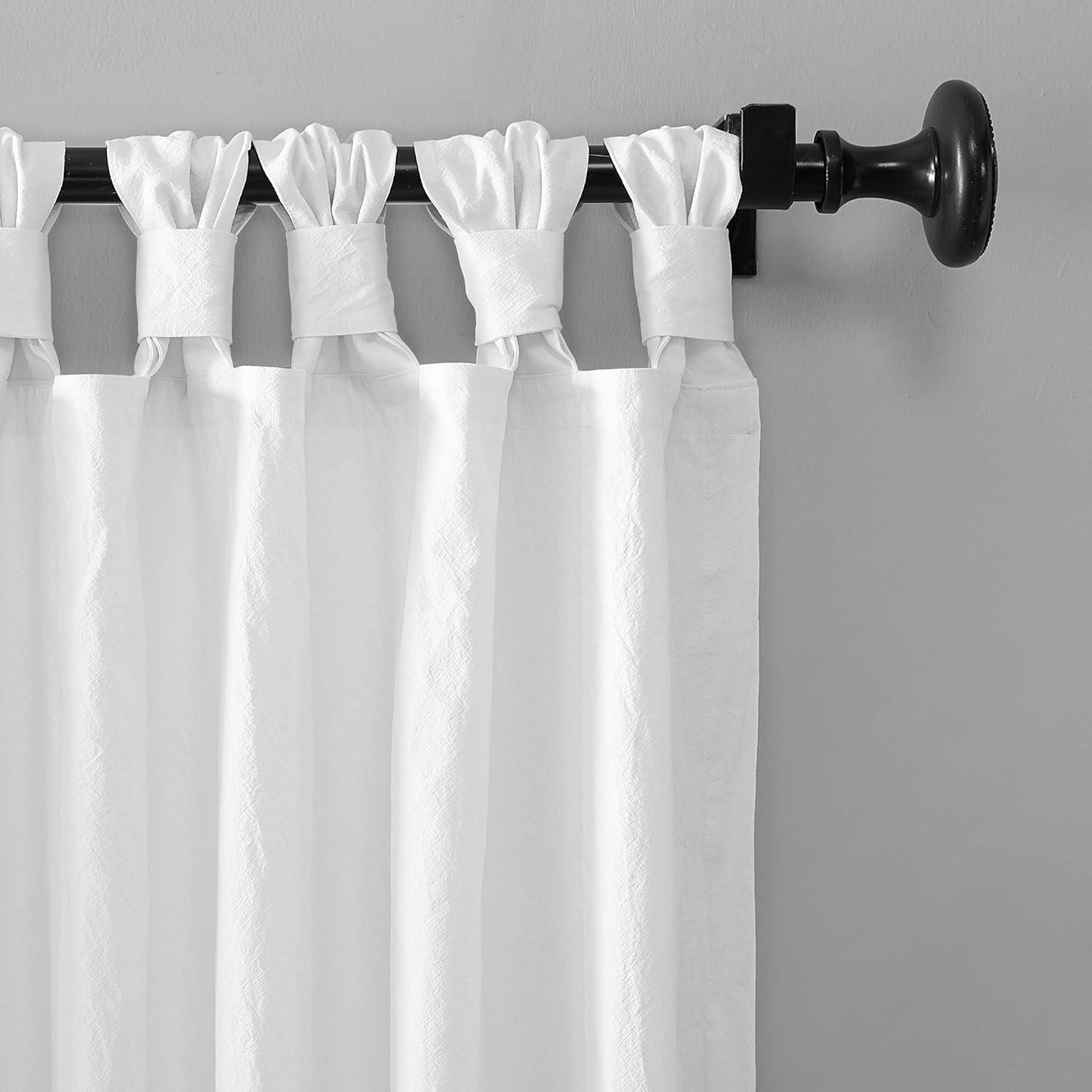 52"x95" Archaeo Light Filtering Washed Cotton Twist Tab Curtain Panel White: Modern Window Treatment, Tab Top