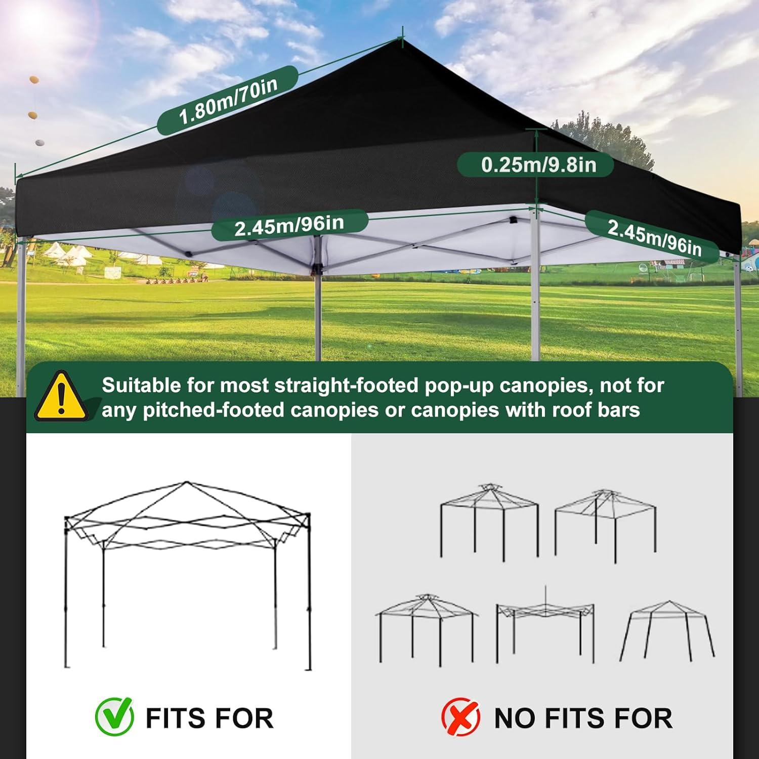 Black 8x8 Waterproof Pop-Up Canopy Replacement Top