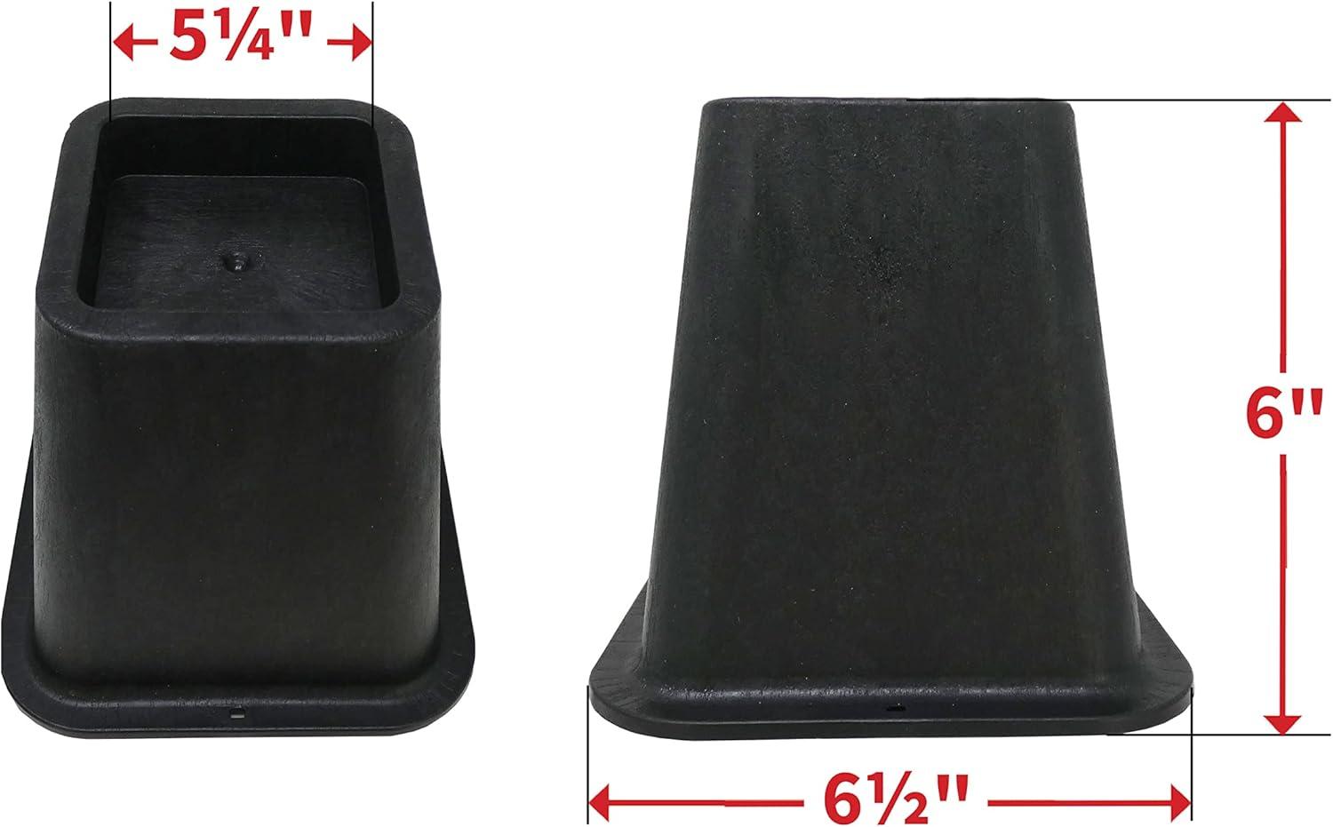 Black Plastic 6-Inch Bed Risers, Set of 4