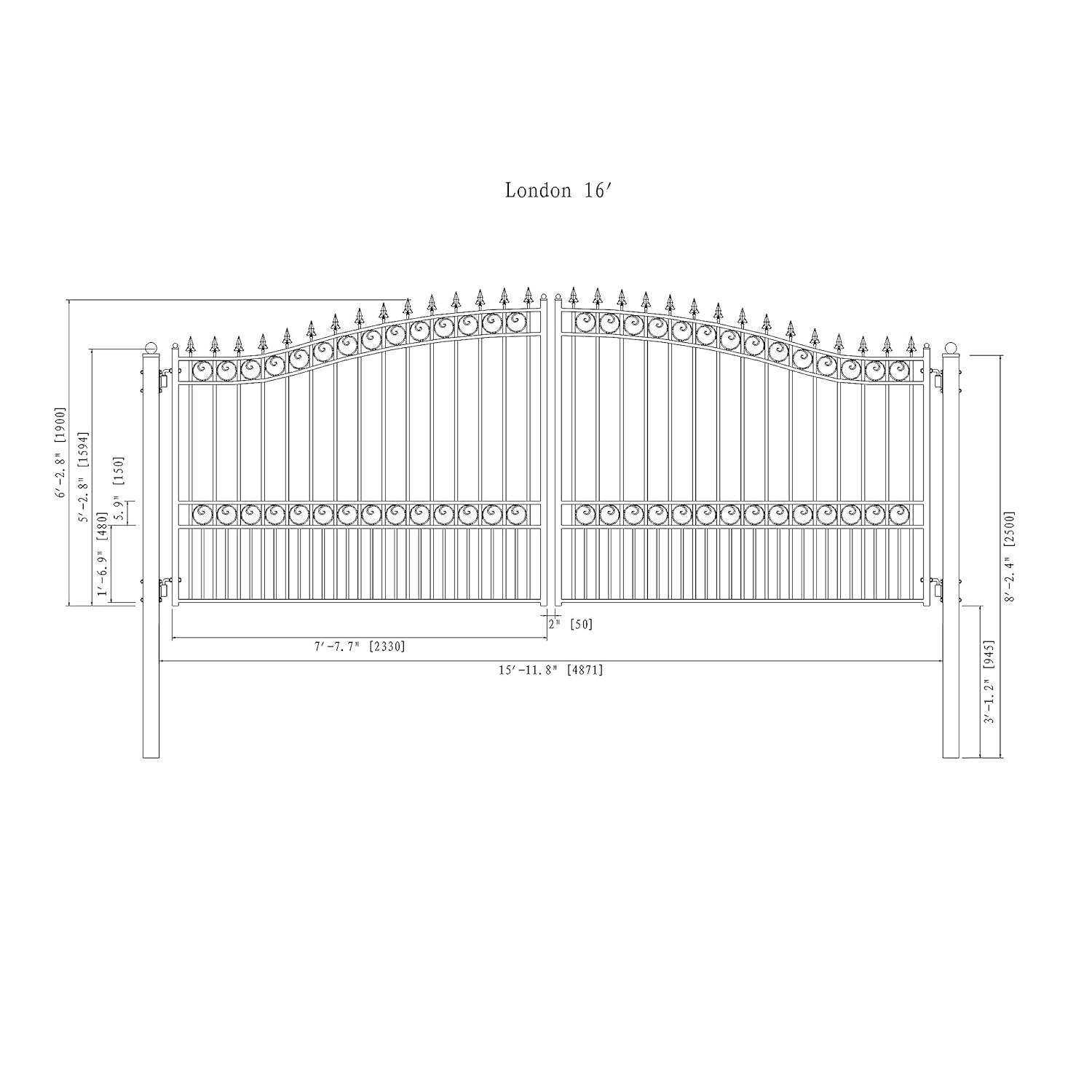 ALEKO Steel Dual Swing Driveway Gate - LONDON Style