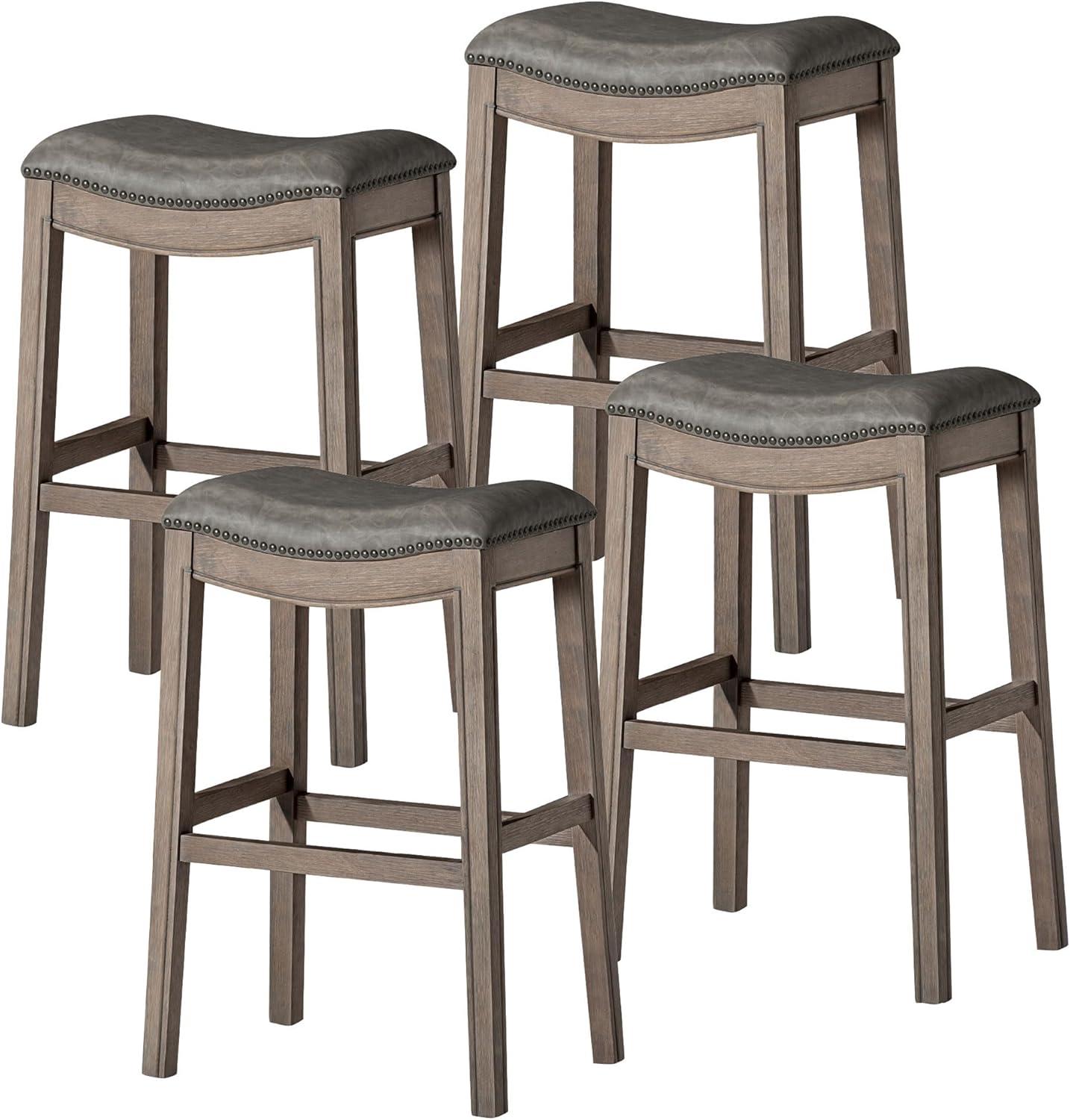 Maven Lane Adrien Backless Saddle Kitchen Stool, Set of 4