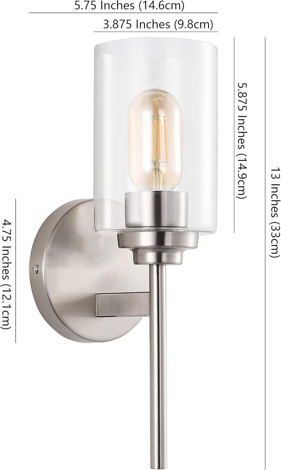 Nickel Cylinder Industrial Vanity Sconce with Clear Glass