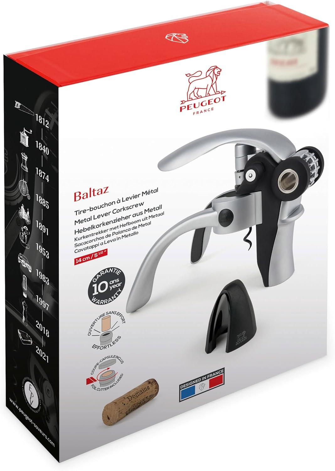 Peugeot | Baltaz Lever Corkscrew with Foil Cutter, Black