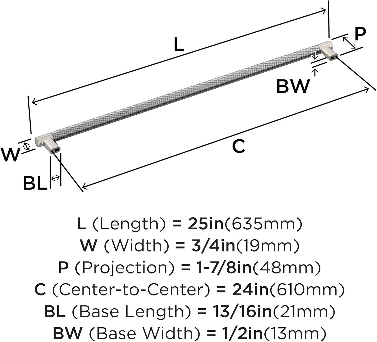 Amerock Esquire 24 inch (610mm) Center-to-Center Polished Nickel/Stainless Steel Appliance Pull