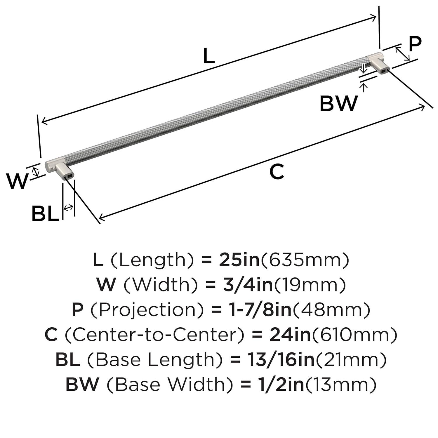 Amerock Esquire 24 inch (610mm) Center-to-Center Polished Nickel/Stainless Steel Appliance Pull