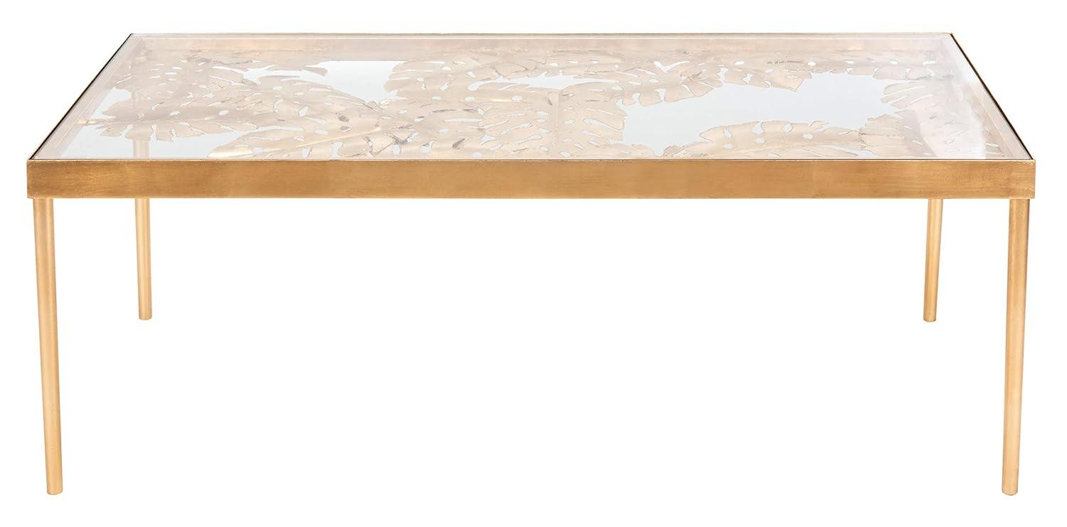 Leilani Palm Leaf Coffee Table - Gold Leaf/Glass - Safavieh