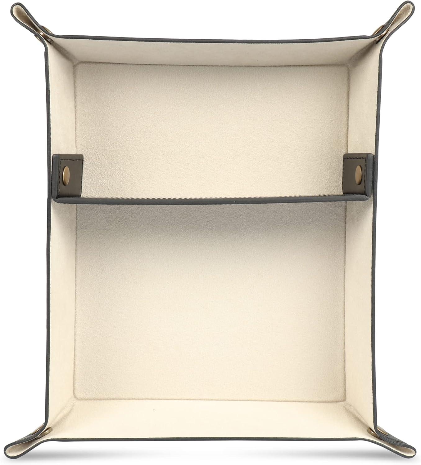 Londo Leather Tray Organizer, Practical Storage Box for Wallets, Watches, Keys, Coins, Cell Phones and Office Equipment