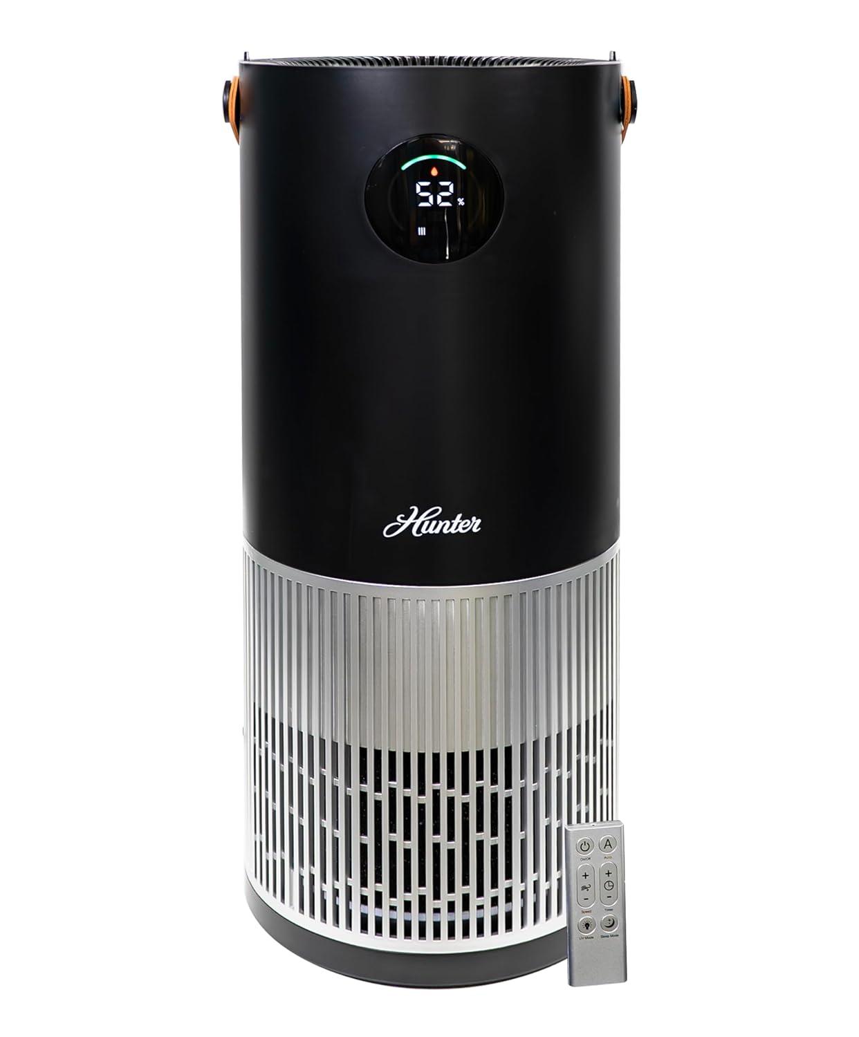 Hunter Fan Company HPH625 Air Purifier and 1.1 Gal Evaporative Humidifier – 2 in 1 Air Purifier & Humidifier Combo, Black/ Silver