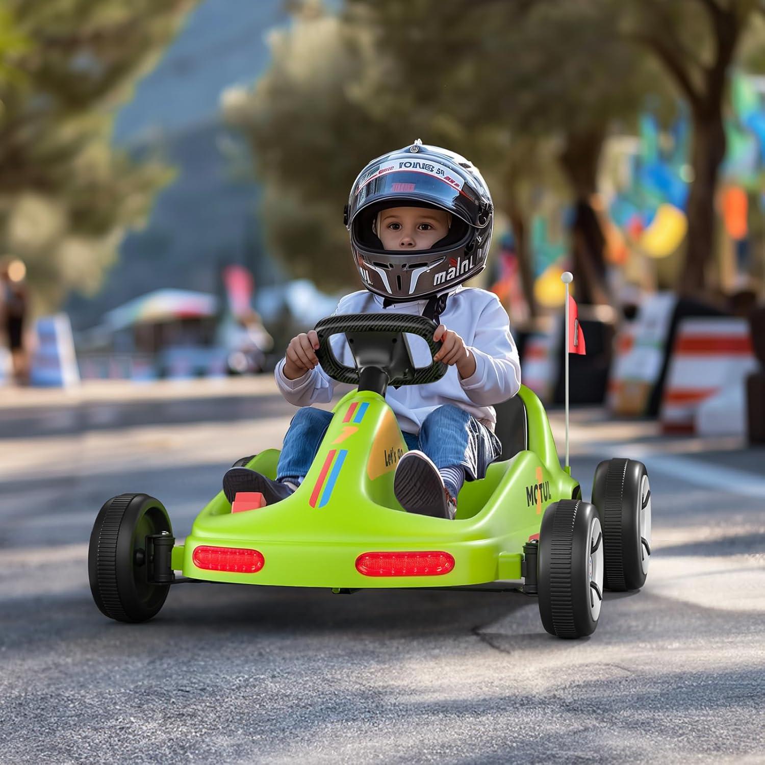 Tobbi 12v Kids Go Kart, Outdoor Battery Powered Ride On Car For Boys And Girls Aged 3-8, Childrens Electronic Toy Go Kart With 2 Speed Modes, Remote Control,bluetooth