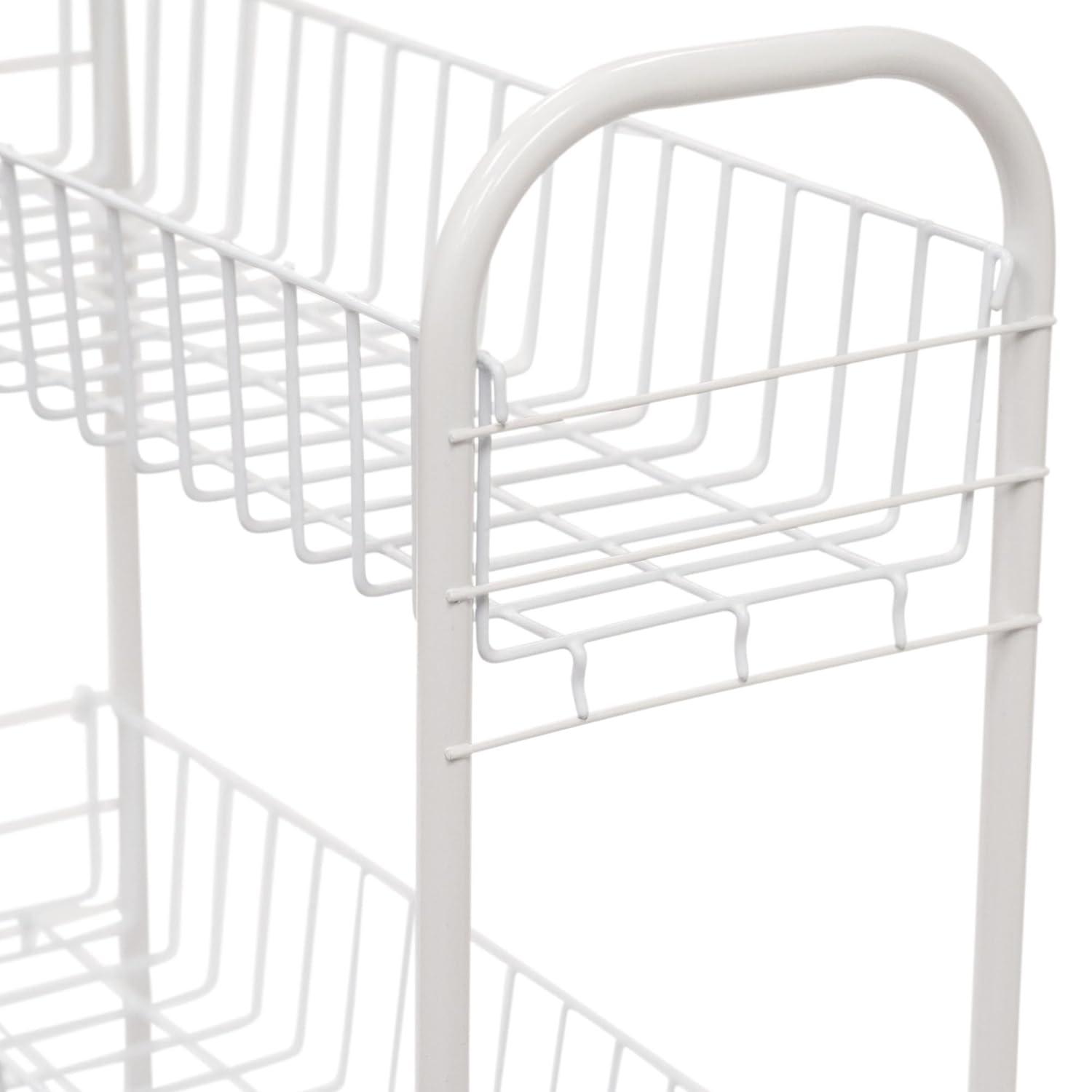 Prime made 4-shelf Steel Laundry Cart With Caster Wheels, White, Adult, Senior And Teen Age Groups