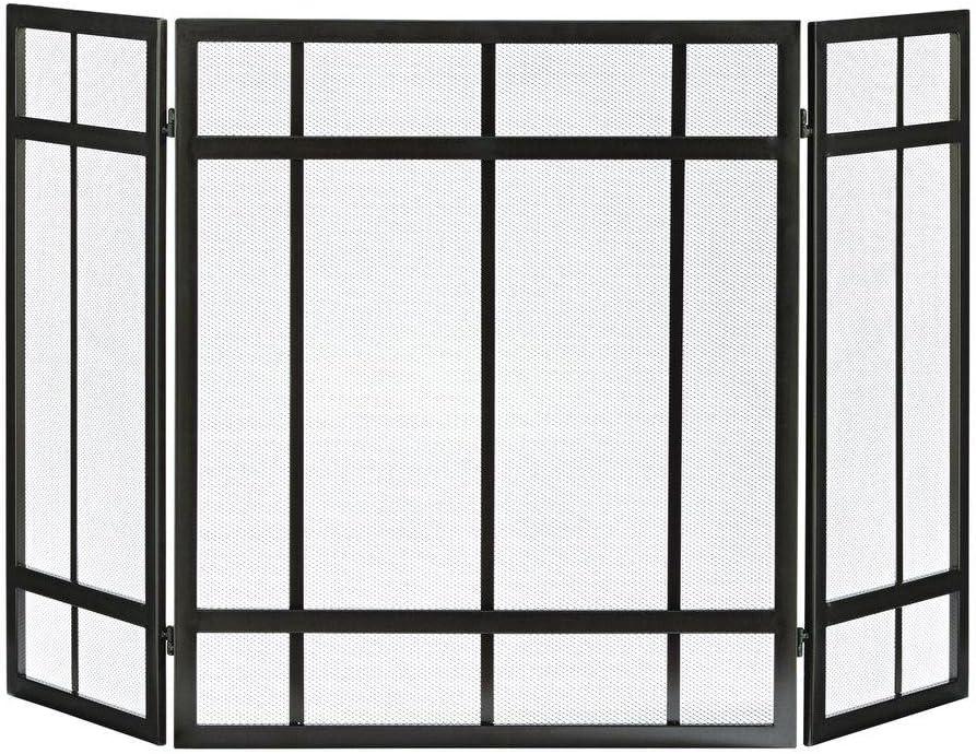 Wenge Steel Mesh Three-Panel Fireplace Screen