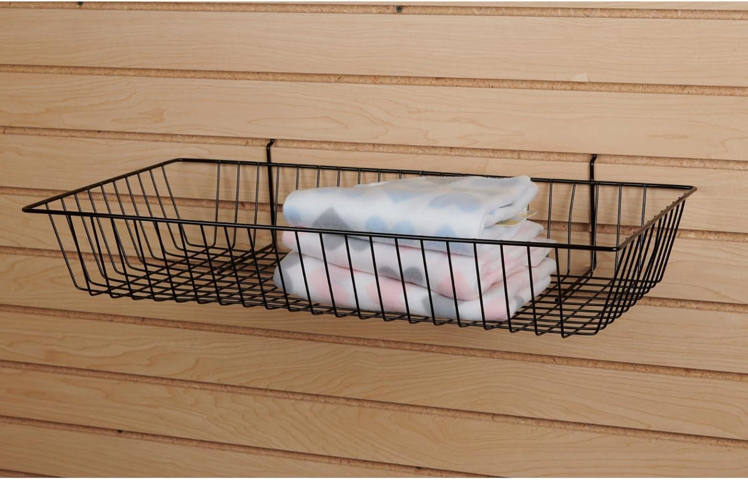 Black Mini Wire Grid Basket for Slatwall or Pegboard - 24''L x 12''W x 4"D