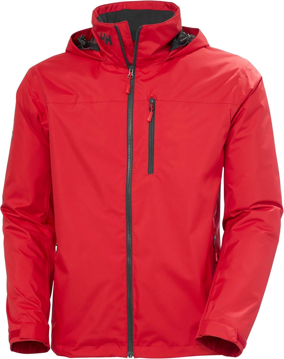Large Red Waterproof Hooded Polyester Fleece Rain Jacket