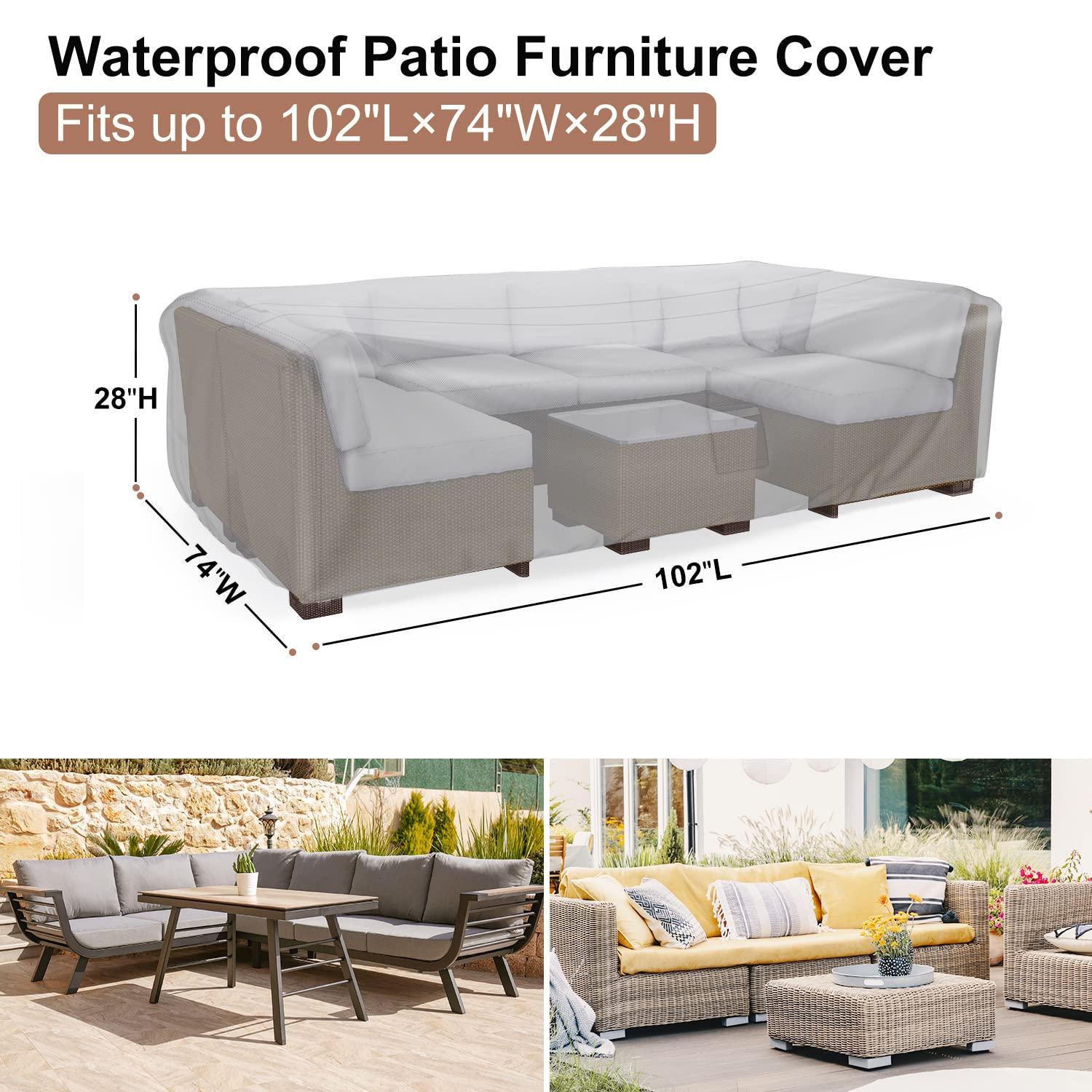 Patio Furniture Covers, Heavy Duty Outdoor Furniture Cover Waterproof, Sectional Sofa Set Covers Table and Chair Set Cover 108" L × 82" W × 28" H