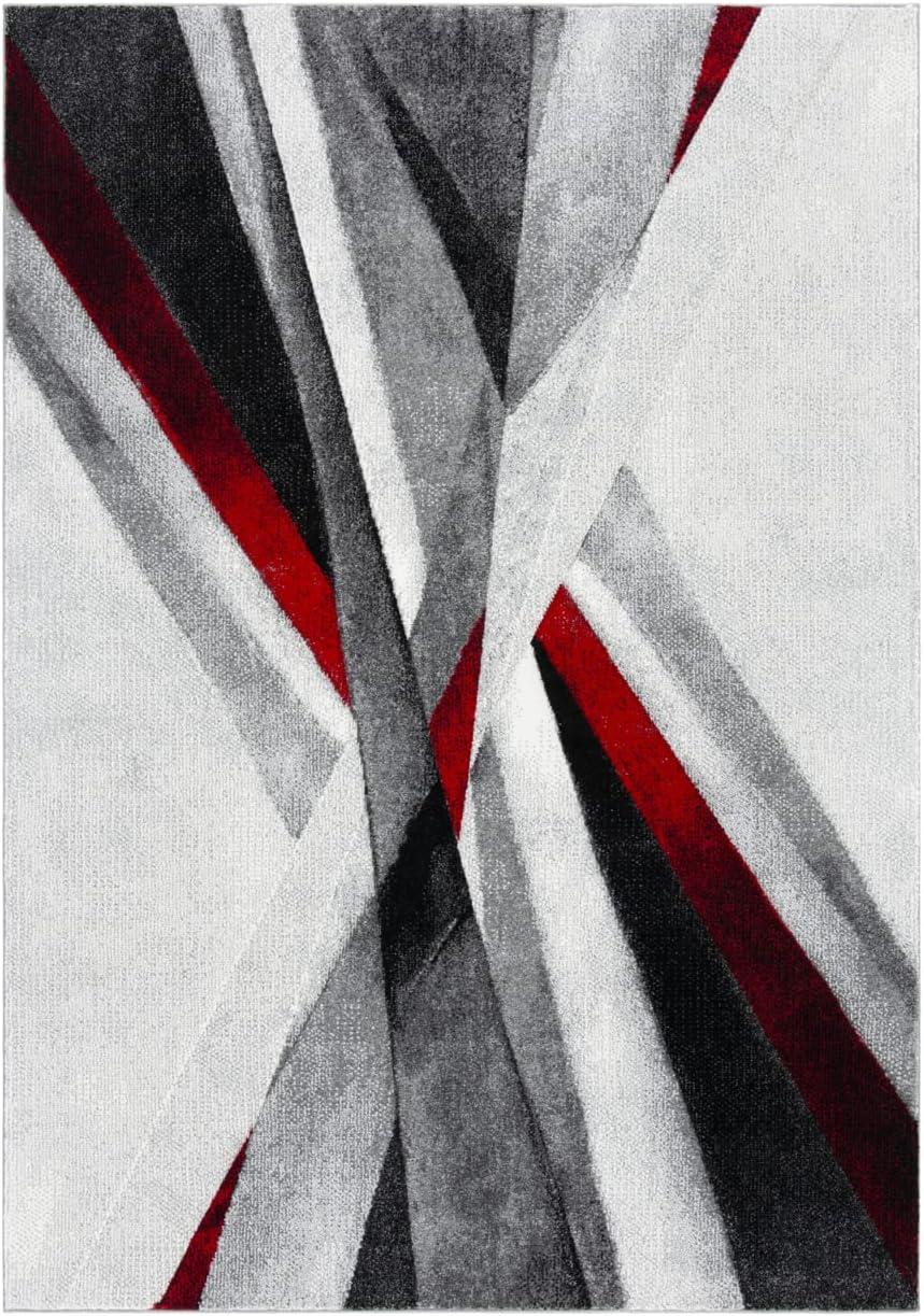 Hollywood HLW710 Machine Made Accent Rug - 2'7"x5' - Grey/Red - Safavieh