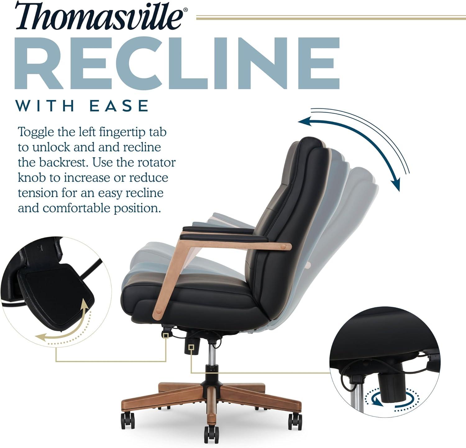 Thomasville® Fendley Ergonomic Vegan Leather Mid-Back Office Chair, Black/Brown