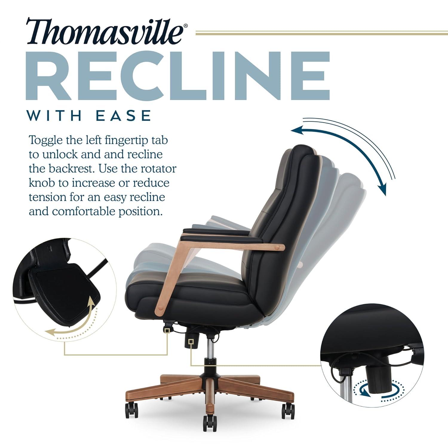 Thomasville® Fendley Ergonomic Vegan Leather Mid-Back Office Chair, Black/Brown