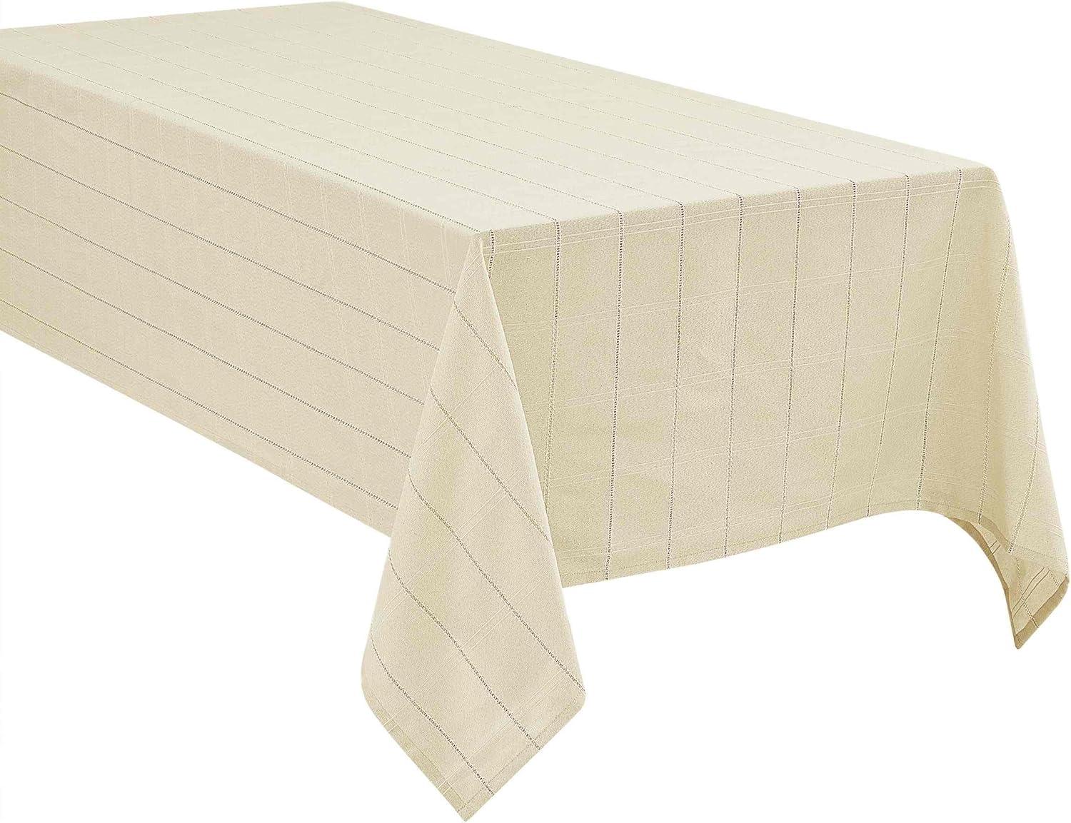 Gold Lurex Linen Rectangular Tablecloth with Textured Accent, 60" x 120"