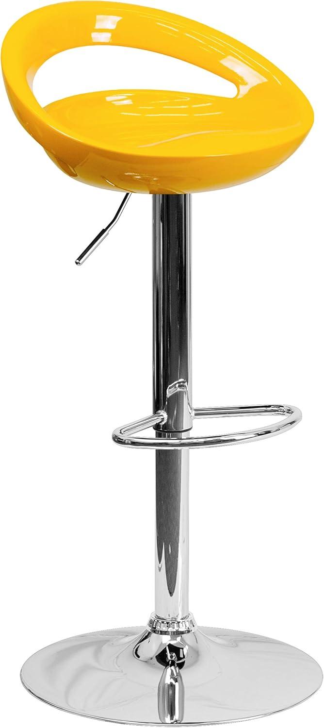 Flash Furniture Contemporary Plastic Adjustable Height Barstool with Rounded Cutout Back and Chrome Base