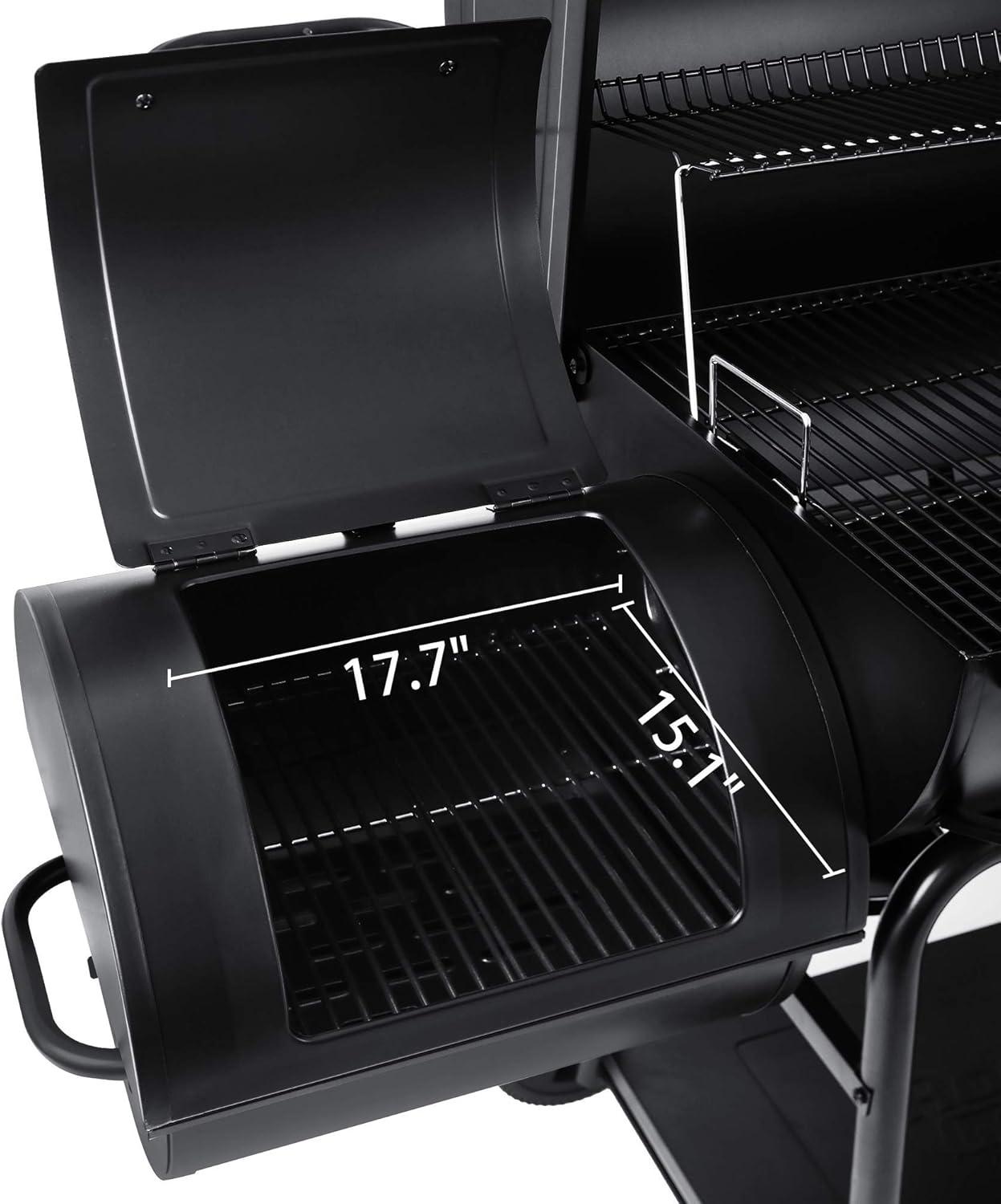 Royal Gourmet Black Steel Charcoal Grill with Offset Smoker