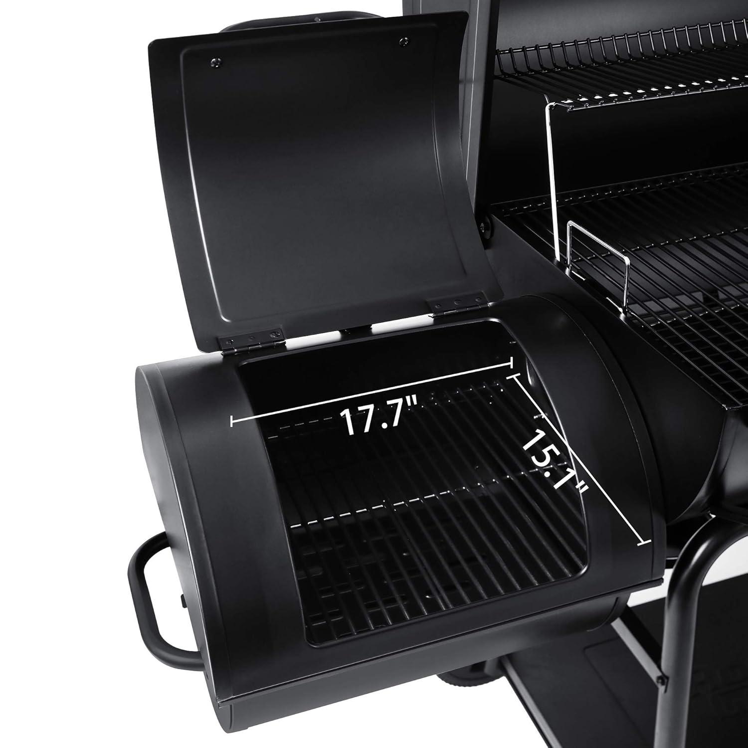 Royal Gourmet Black Steel Charcoal Grill with Offset Smoker