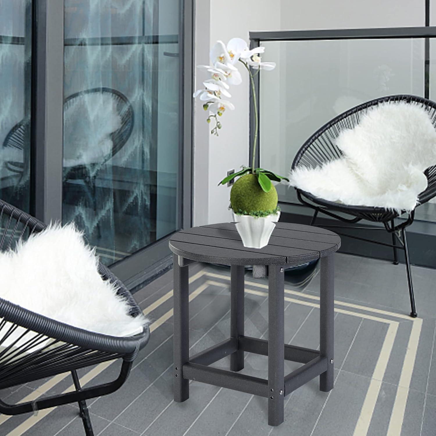 WestinTrends All-Weather Outdoor Patio Round Poly Adirondack Side Table, Orange