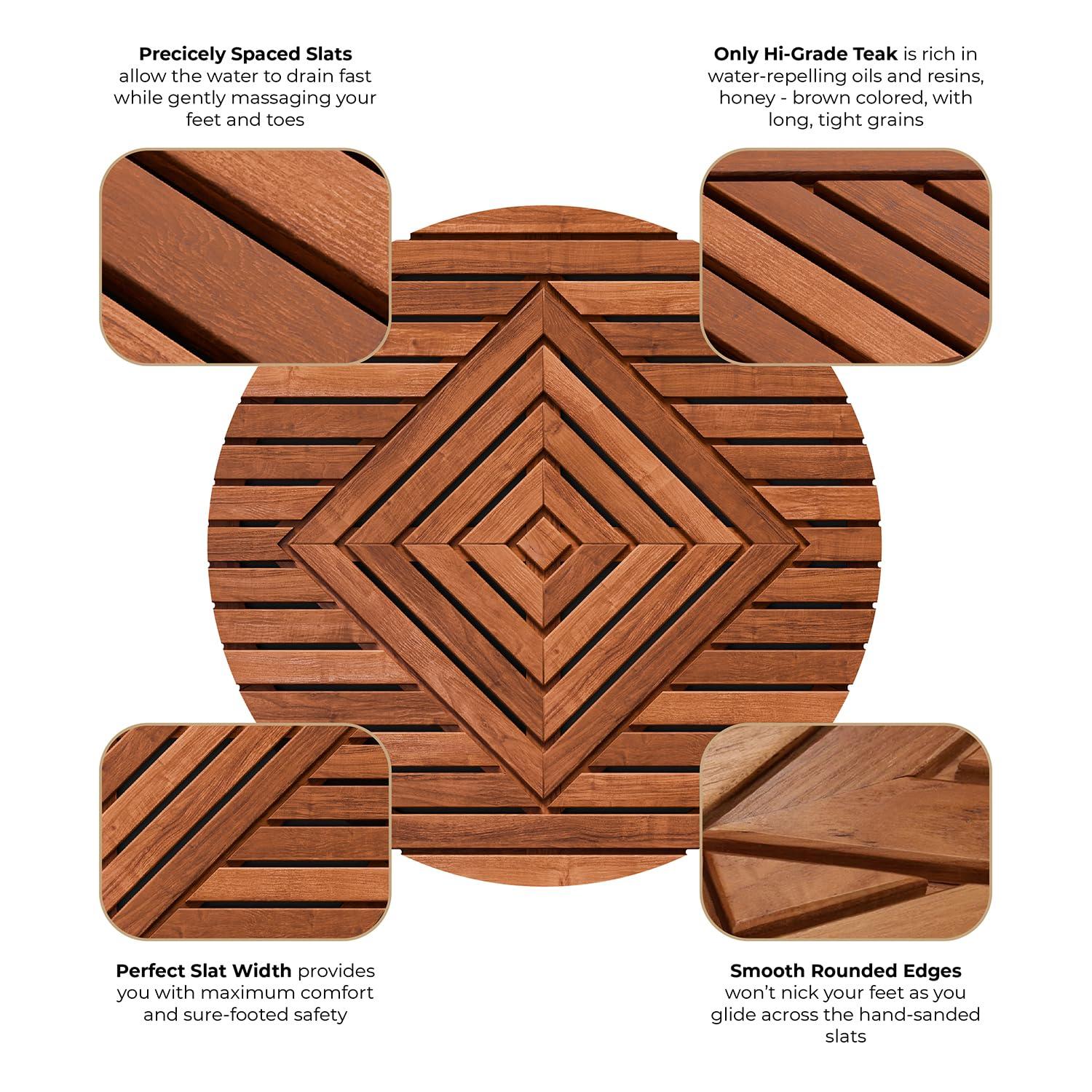 Extra-Large Round Teak Shower Mat with Teak Oil Finish