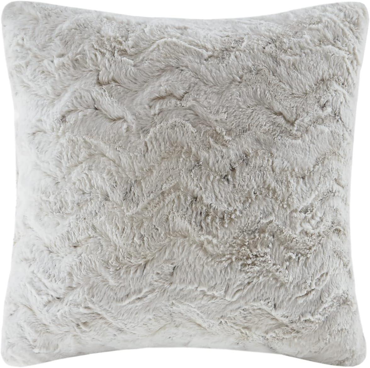 Faux Fur Striped Throw Pillow