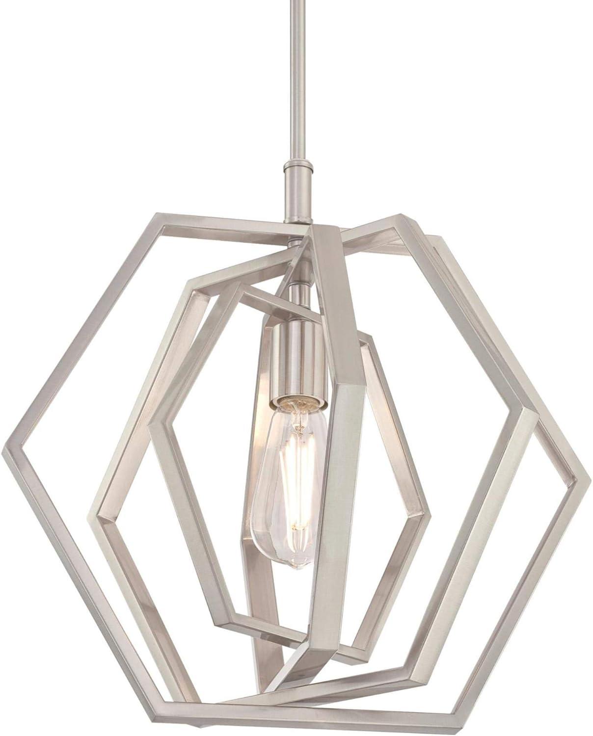 Brushed Nickel Geometric Hexagon 1-Light Pendant