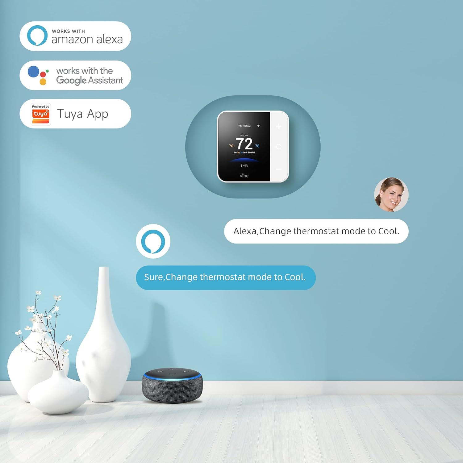 White Wi-Fi Programmable Smart Home Thermostat with Remote Control