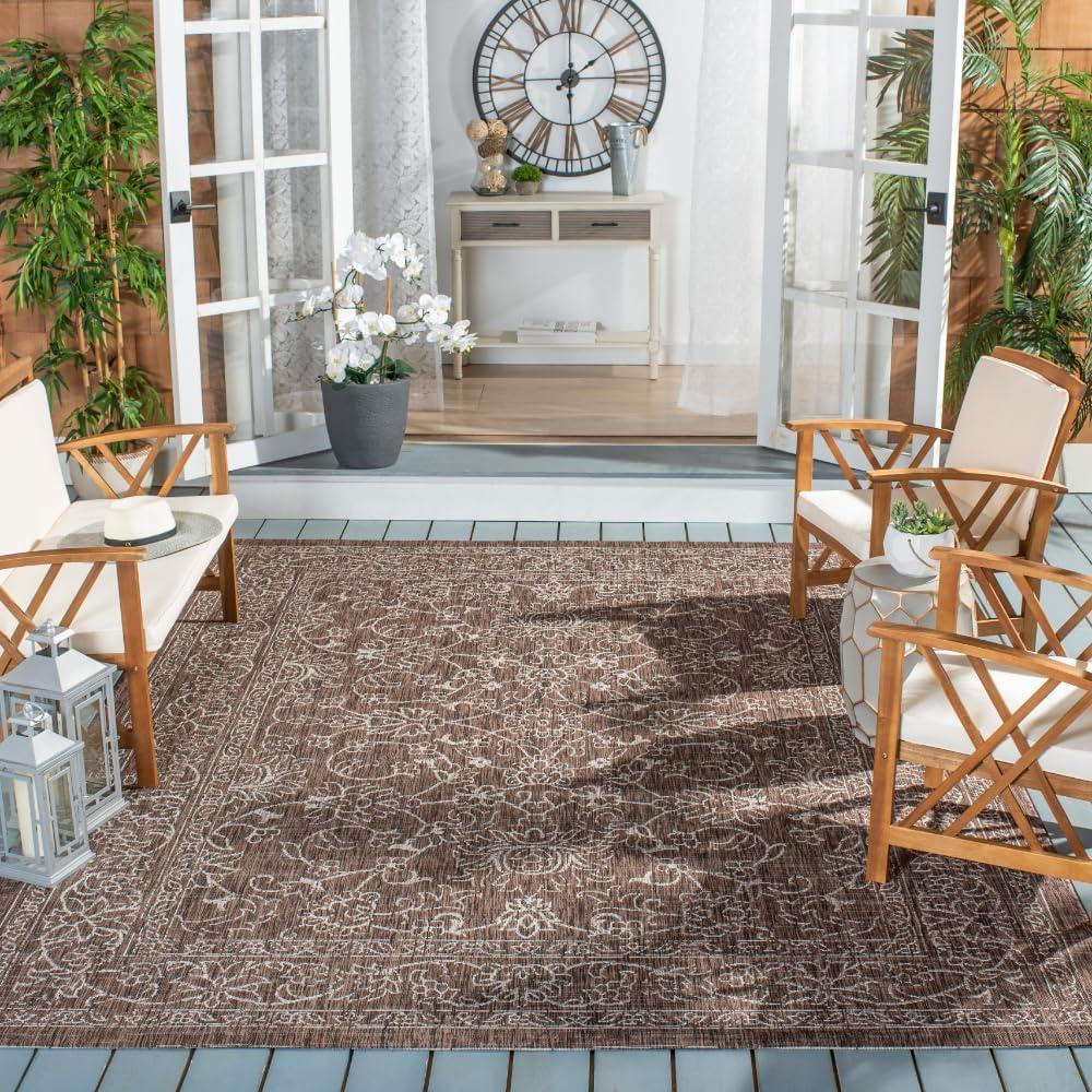Courtyard CY8680 Power Loomed Indoor and Outdoor Area Rug - Brown/Ivory - 9'x12' - Safavieh