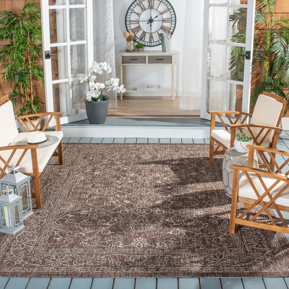 Courtyard CY8680 Power Loomed Indoor and Outdoor Area Rug - Brown/Ivory - 9'x12' - Safavieh