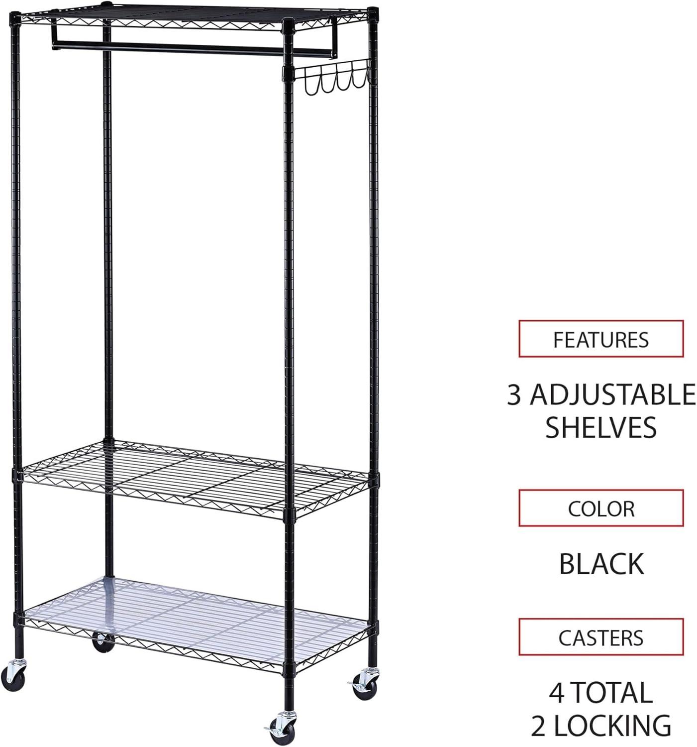 Wire Shelving Series Metal Rolling Clothing Rack