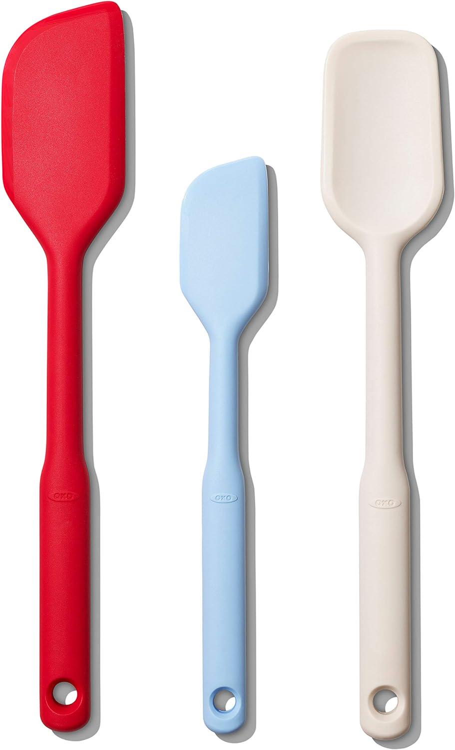 Multicolor Silicone 3-Piece Spatula Set with Non-Slip Handles