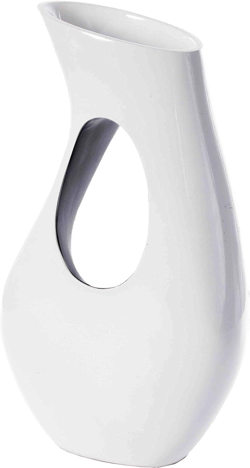 Uniquewise Tall Modern floor vase, White Unique Trumpet Floor Vase, Interior Decoration 24" Tall