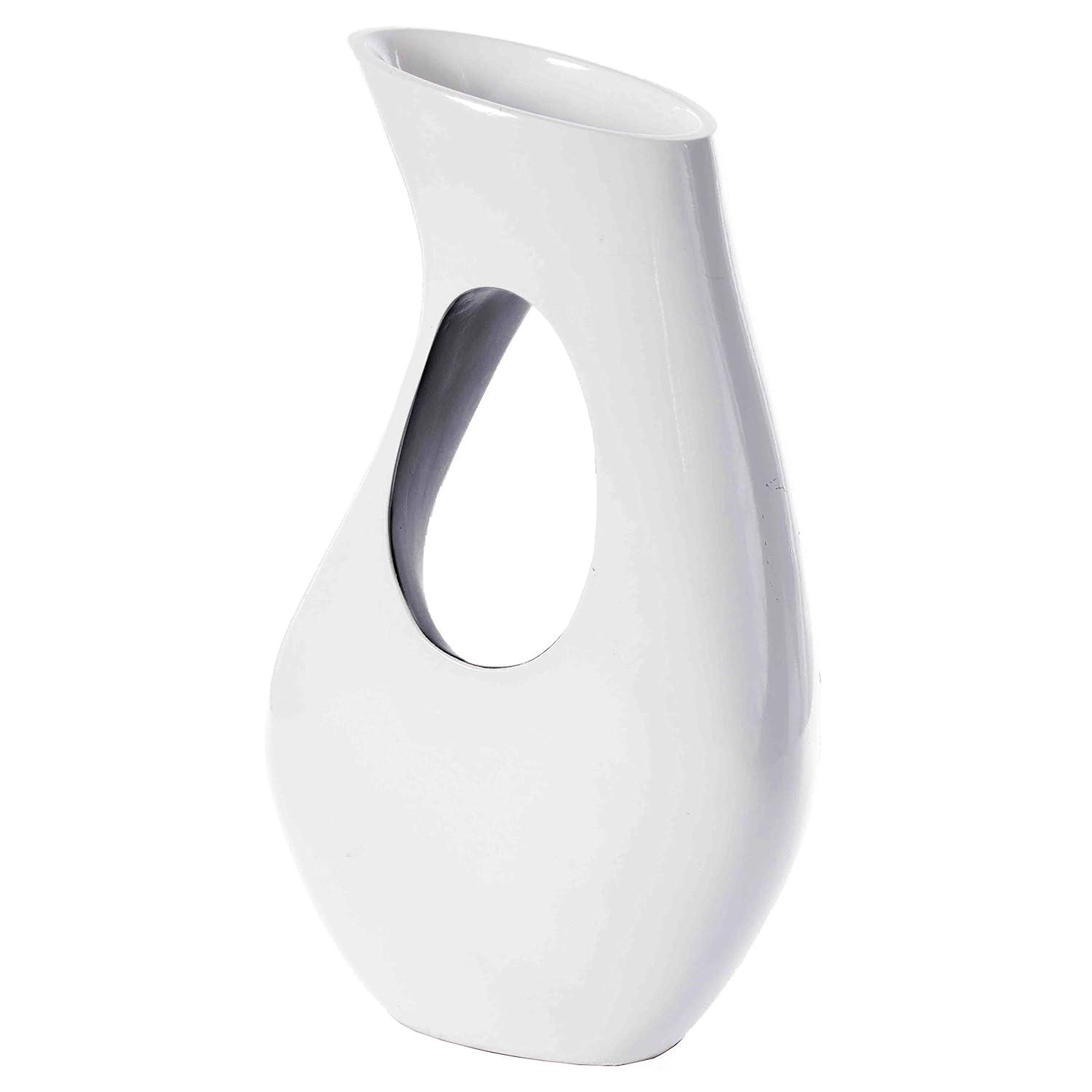 Uniquewise Tall Modern floor vase, White Unique Trumpet Floor Vase, Interior Decoration 24" Tall