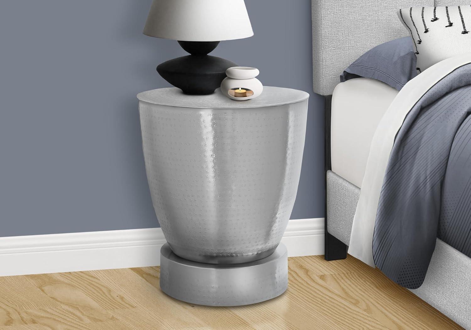 Monarch Specialties Accent Table Side Round End Nightstand Lamp Living Room Bedroom Metal Laminate Black Contemporary Modern