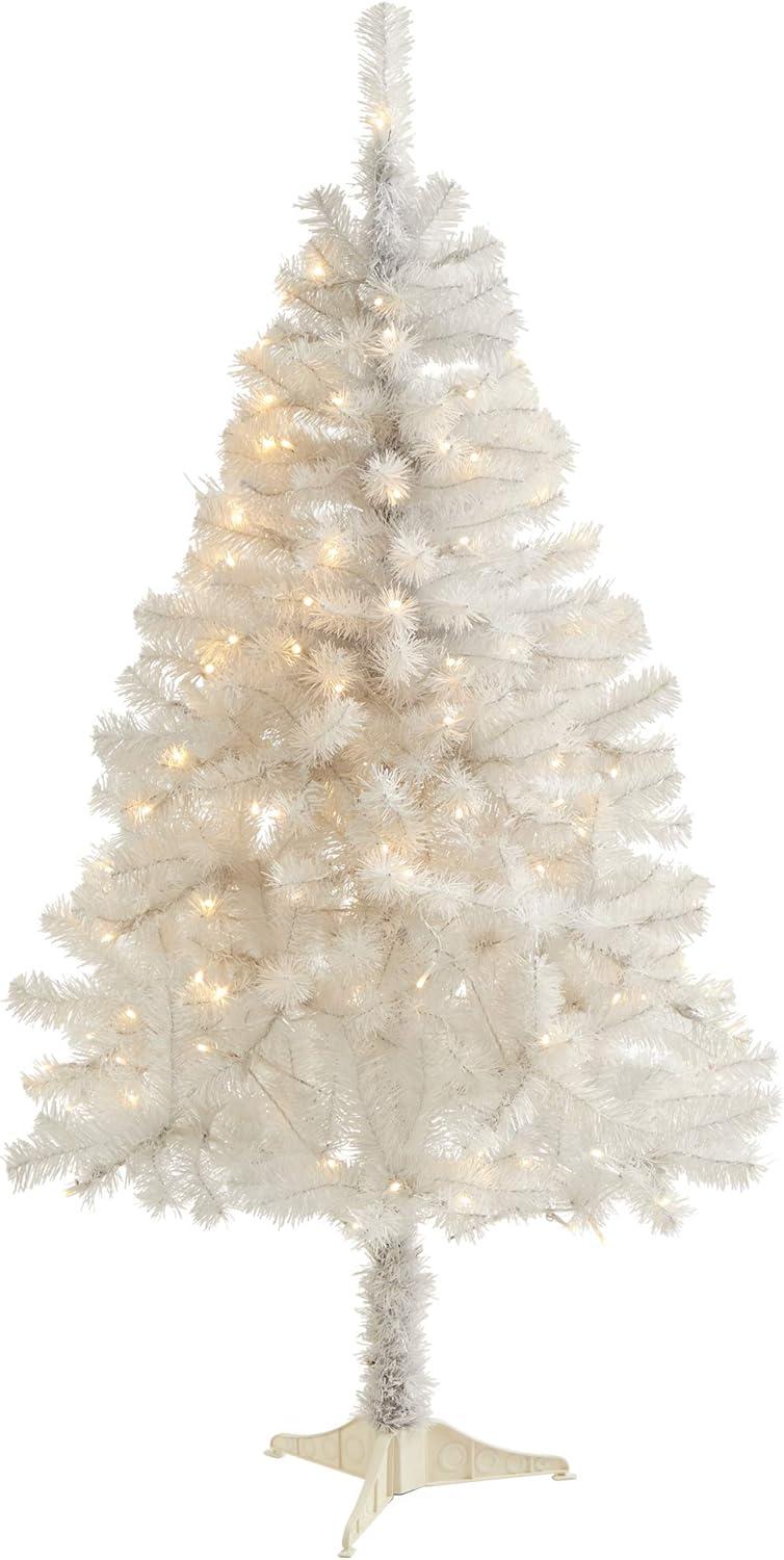 4ft Nearly Natural Pre-Lit LED White Artificial Christmas Tree Clear Lights