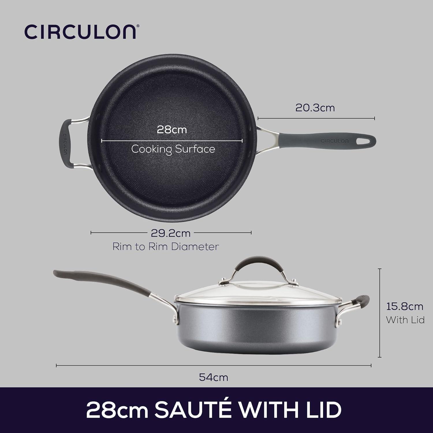 Gray 5-Quart Non-Stick Aluminum Saute Pan with Lid