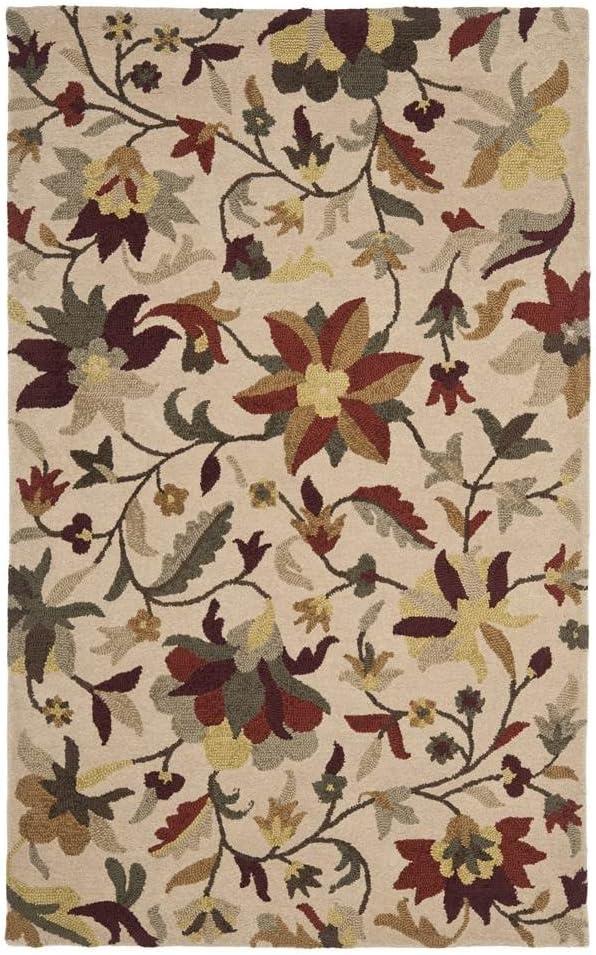 SAFAVIEH Jardin Dulcibella Floral Wool Area Rug, Beige/Multi, 5' x 8'