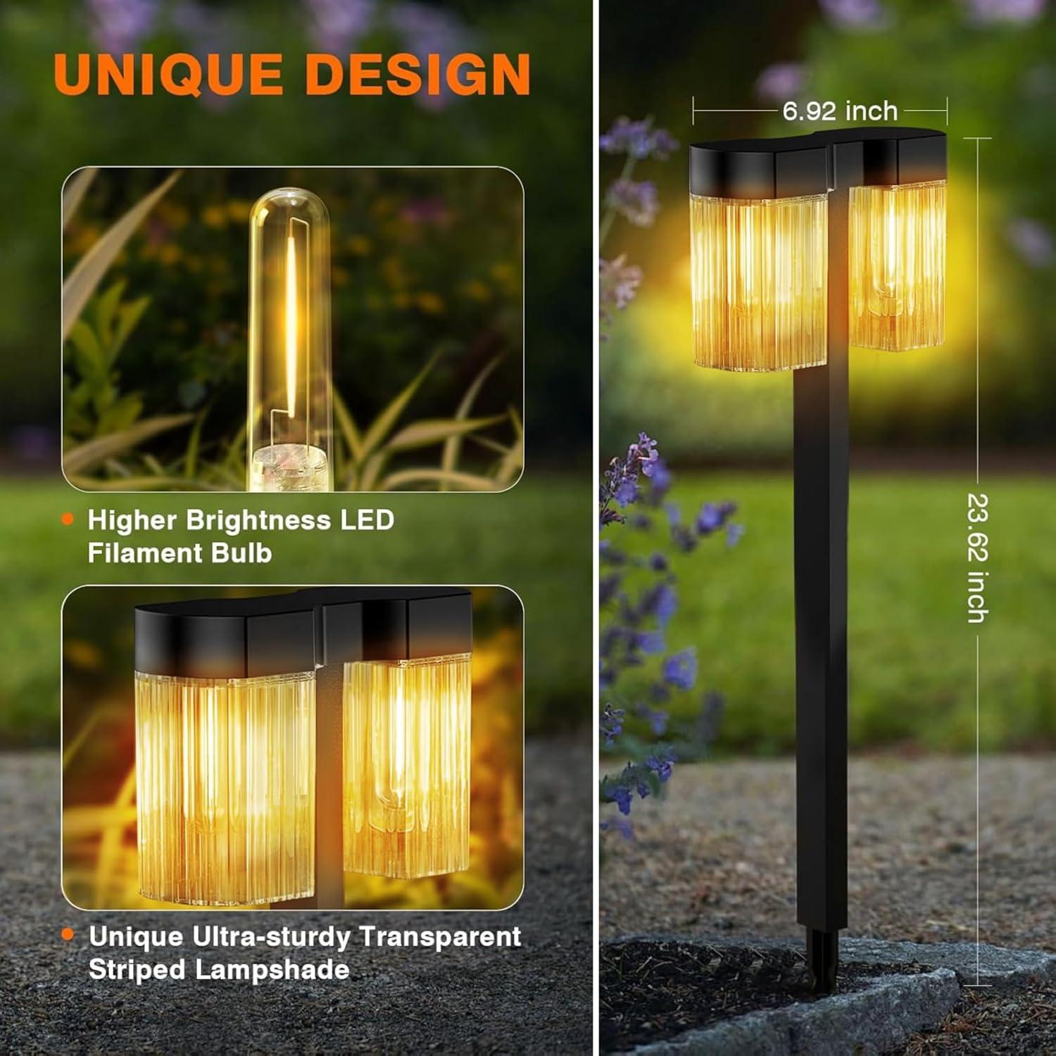 ELECLINK Solar Pathway Lights Outdoor, 2 Pack Upgraded Solar Lights Outdoor Waterproof, Bright Up to 15 Hrs Auto On/Off Garden Light for Yard Patio Lawn Path Walkway Driveway Outside Decor KEF16