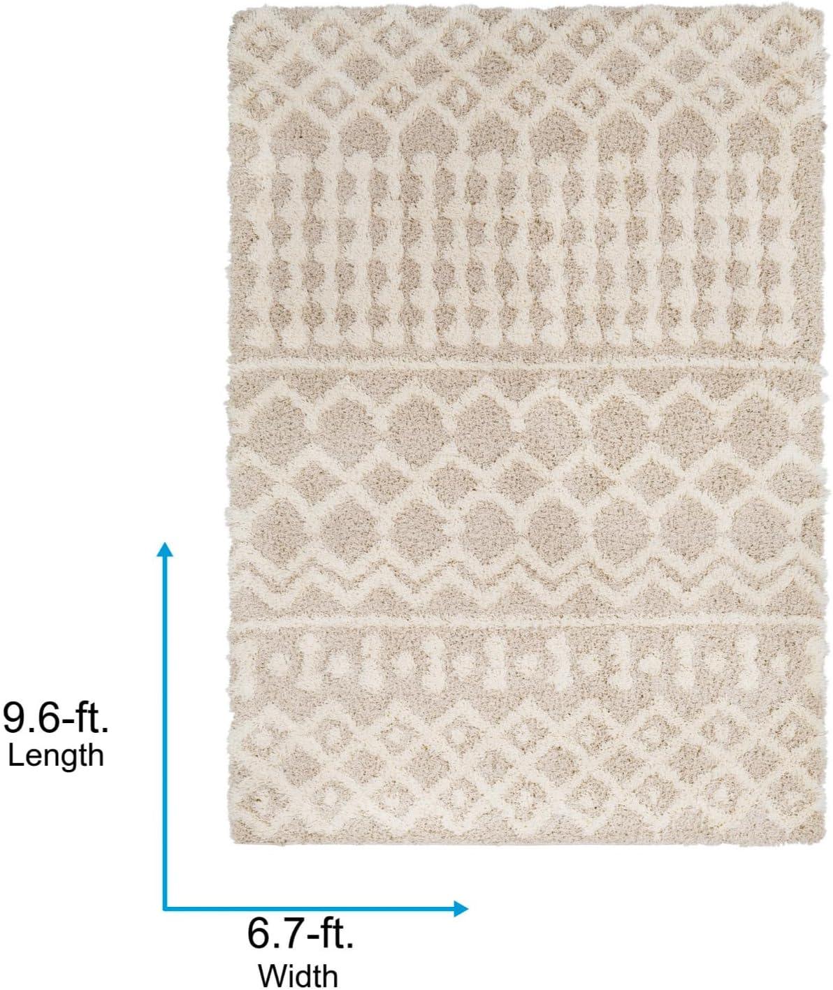 Livabliss Urban Shag Global Moroccan Area Rug,6'7" x 9'6",Beige