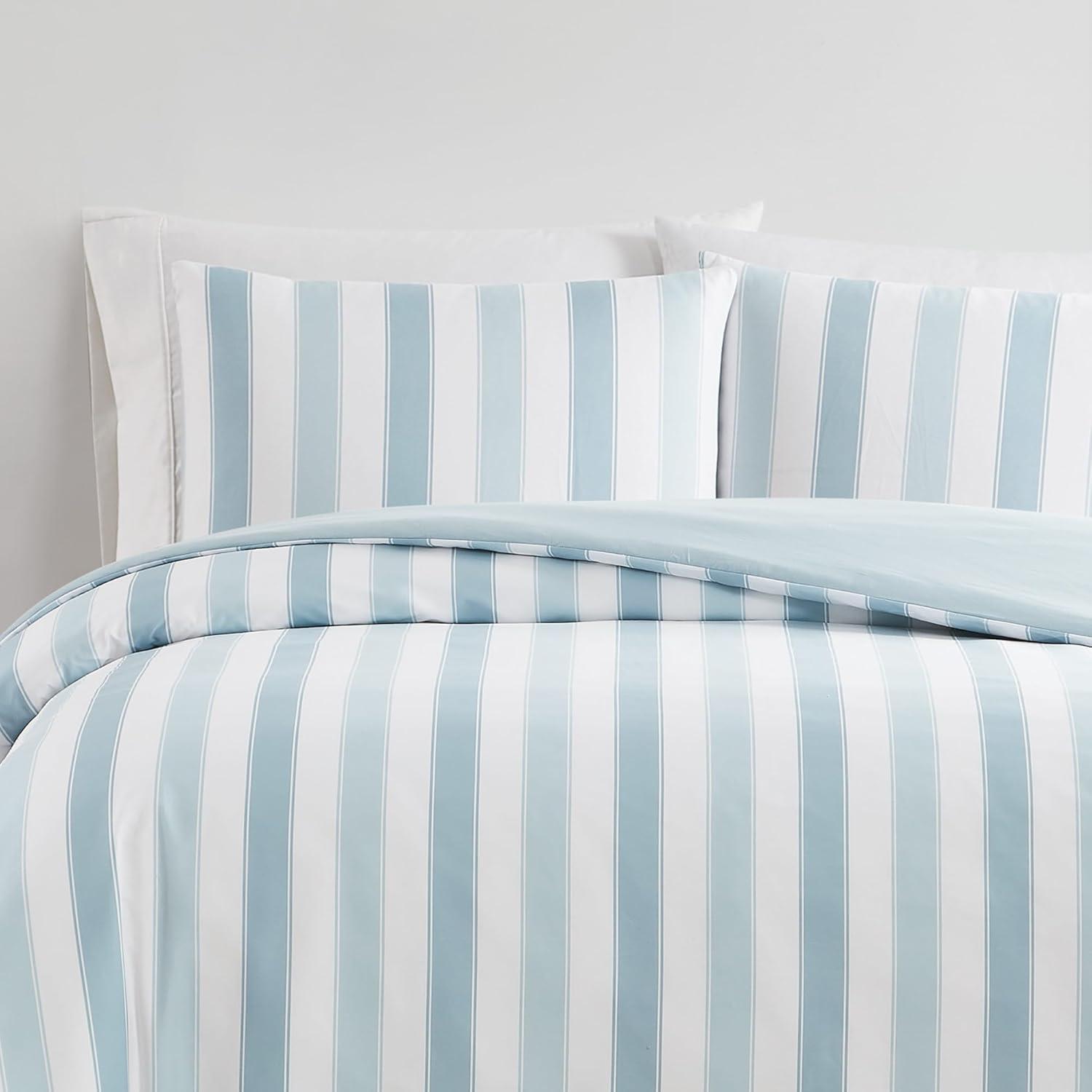 TRULY SOFT Aiden Stripe Duvet Set Blue Polyester 2-Piece Twin XL Duvet Set, Stripe Themed, for Men and Women, Oeko-TEX Certified Confidence