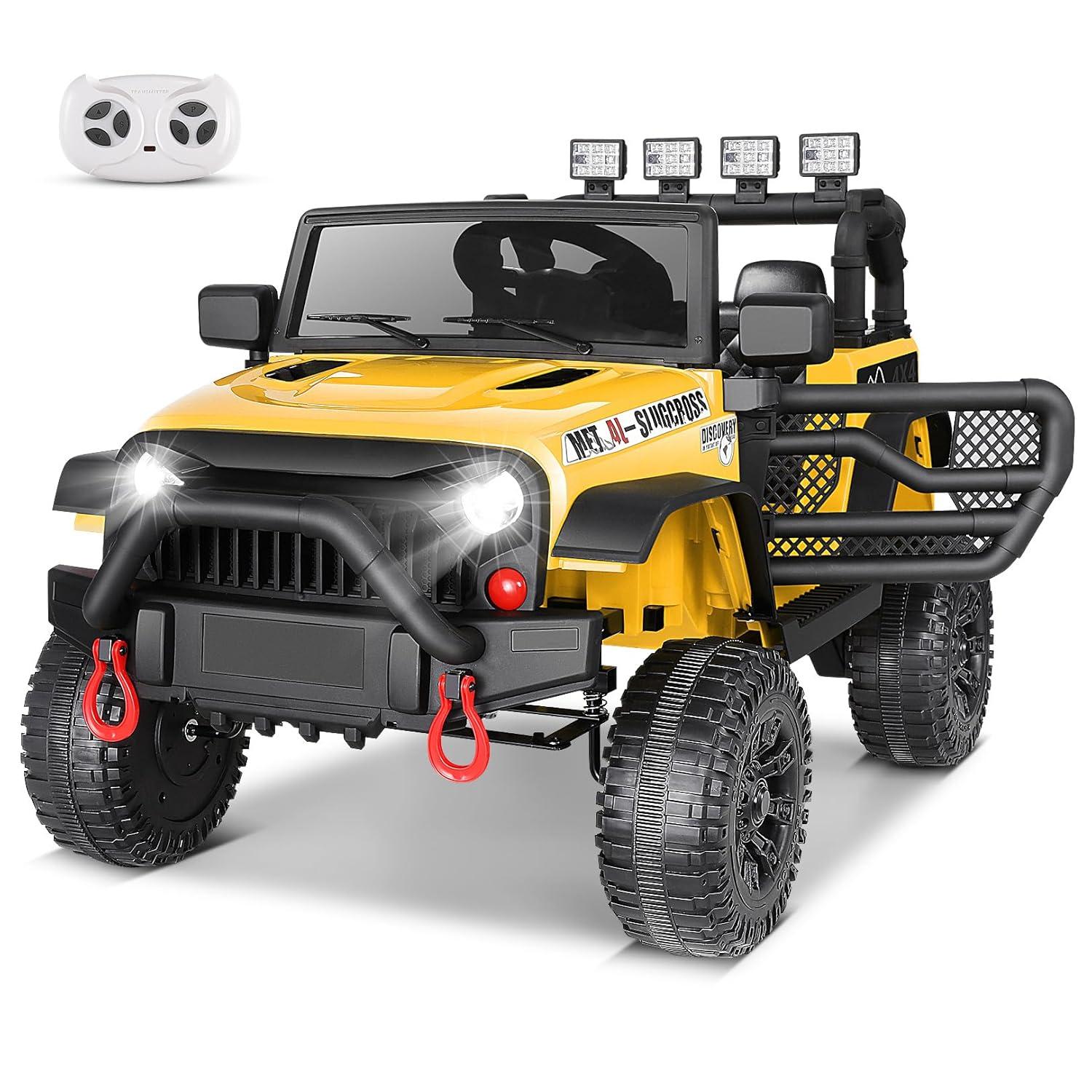 Ancheer Alex 24V Electric Ride on Jeeps for Kids, Ride On Car Truck with Remote Control, Battery Power Car Wheels for Kids w/LED Lights, Bluetooth, Music, 3 Speeds, 24 Volt Ride on Toys for Boys and Girls