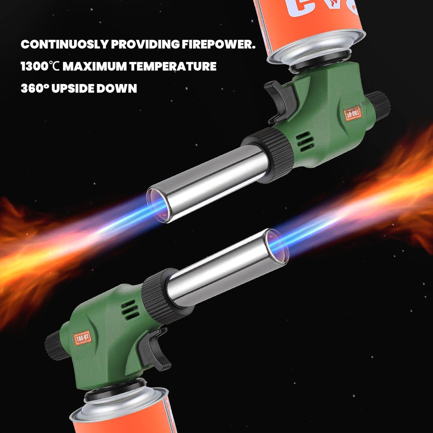 Versatile Butane Torch Kitchen Blow Lighter, With Adjustable Flame for Cooking, Creme Brulee, Sushi, Searing, Baking, BBQ - Professional Cooking Torch (Butane Gas Not Included)