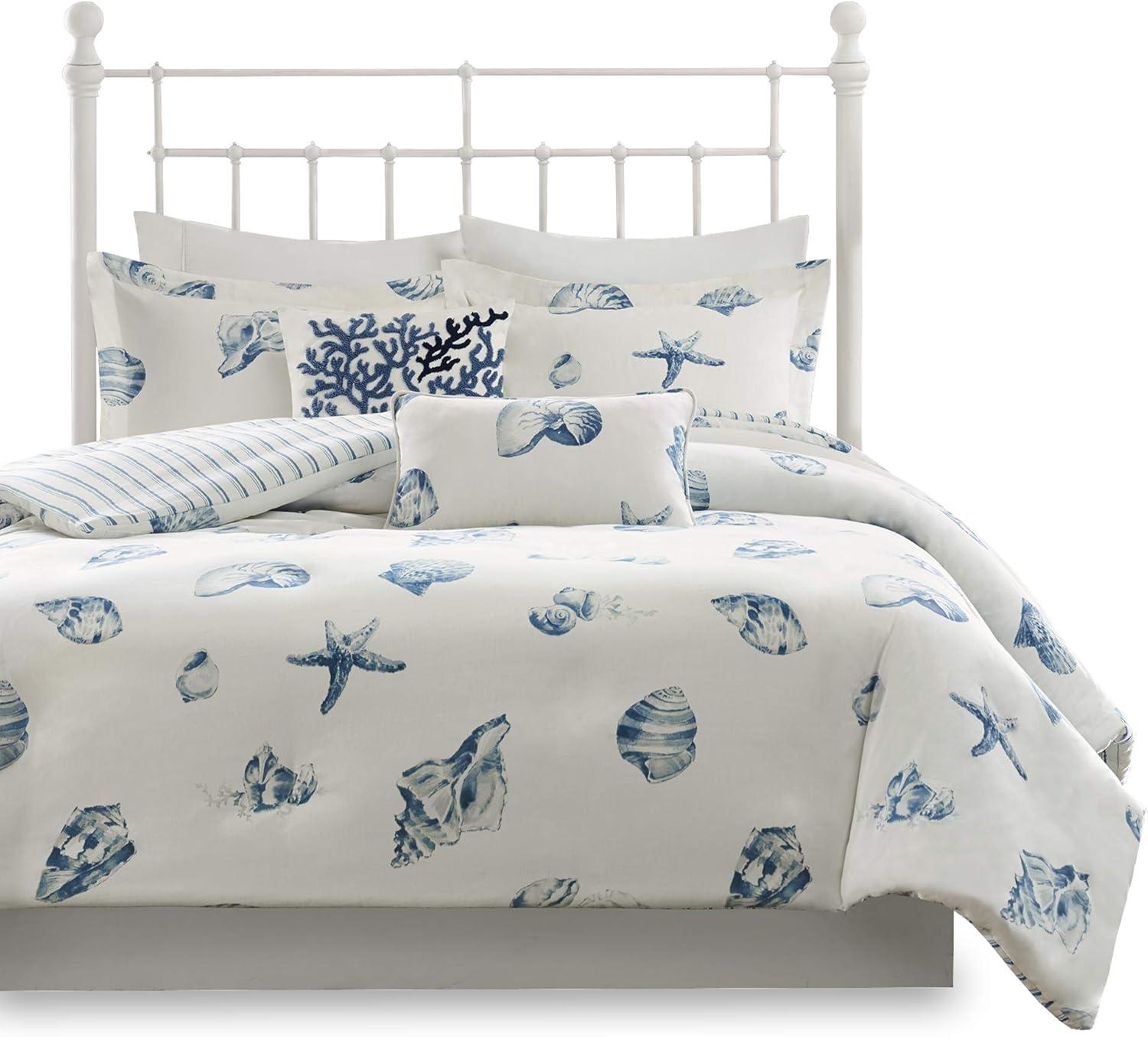 Twin Nautical Blue and White Cotton Sham Set